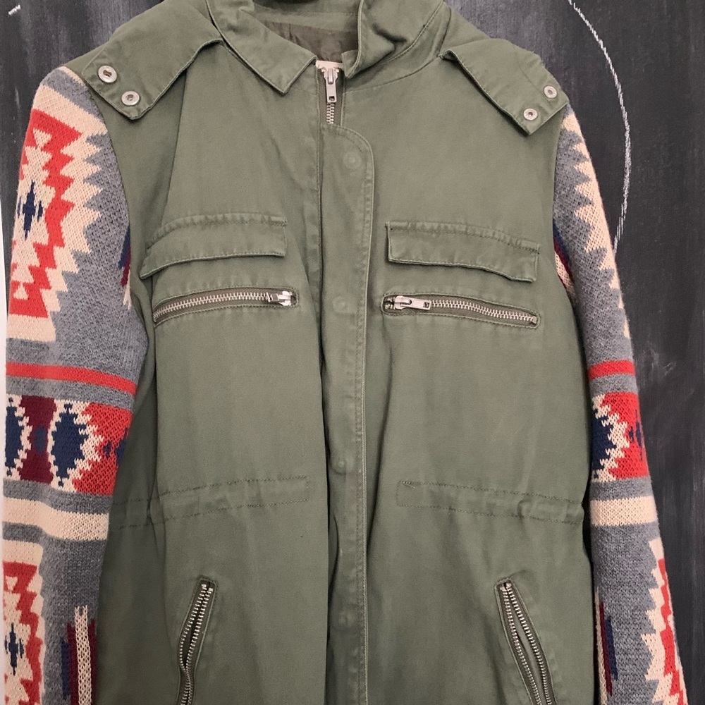 Green Army Color and Aztec Jacket